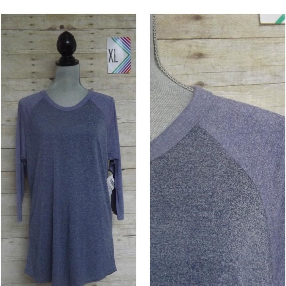 LuLaRoe Randy Top XL - Unisex - Dark Blue Body with Blue Sleeves